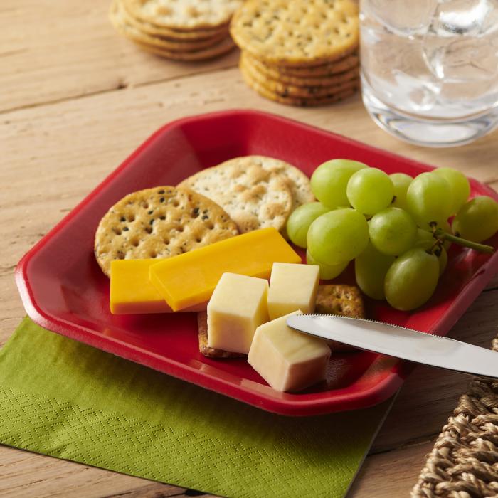 Red Style Snack Plate with Cheese and Crackers