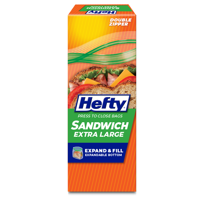 Hefty Press to Close Sandwich XL Bags