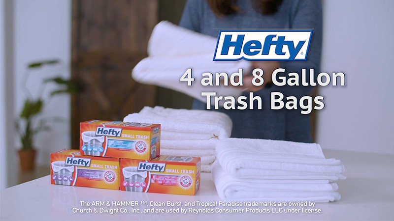 Hefty Trash Bags, Flap Tie, Small, Arm & Hammer, Lavender & Sweet Vanilla, 4 Gallon - 26 bags