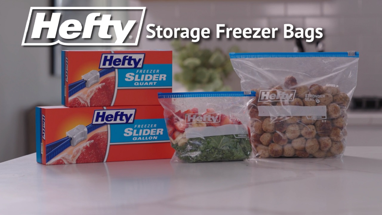 Gallon Size 56 Count #.01 Pack Hefty Slider Freezer Storage Bags 