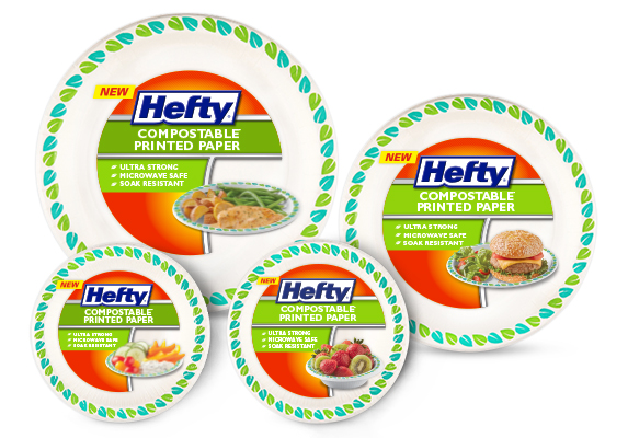 Hefty Compostable Printed Paper Plates & Bowls Packaging