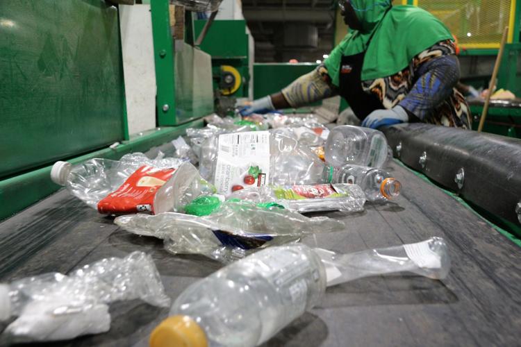 Plastic on a conveyor belt
