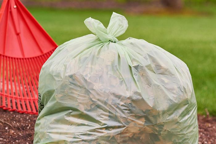 Leaf-filled compostable bag