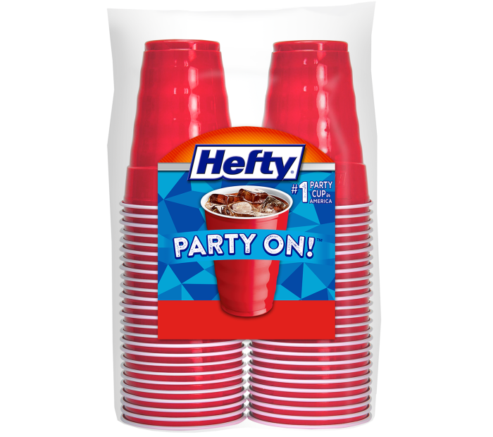 Hefty Party on Disposable Plastic Cups, Blue, 18 Ounce, 120 Count