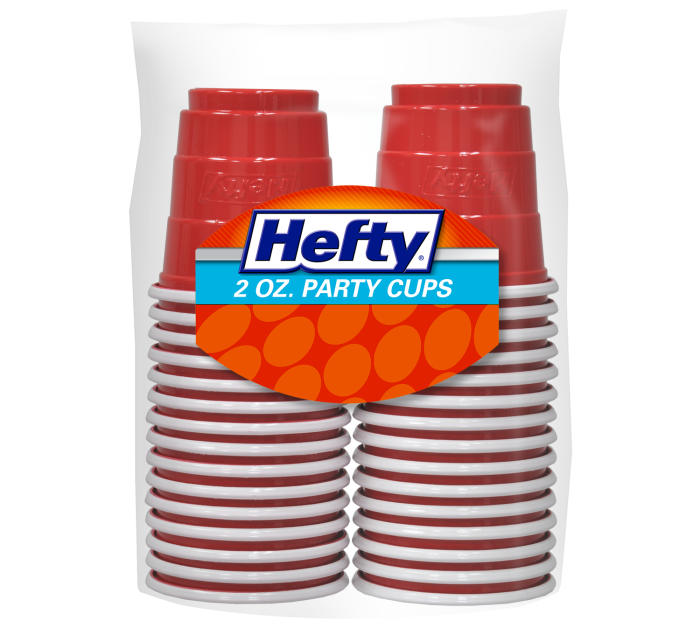 Comfy Package 2 Oz Plastic Shot Glasses Disposable Party Cups, Red