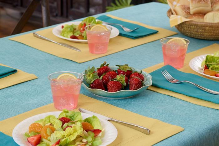 Clear party cups on a table 