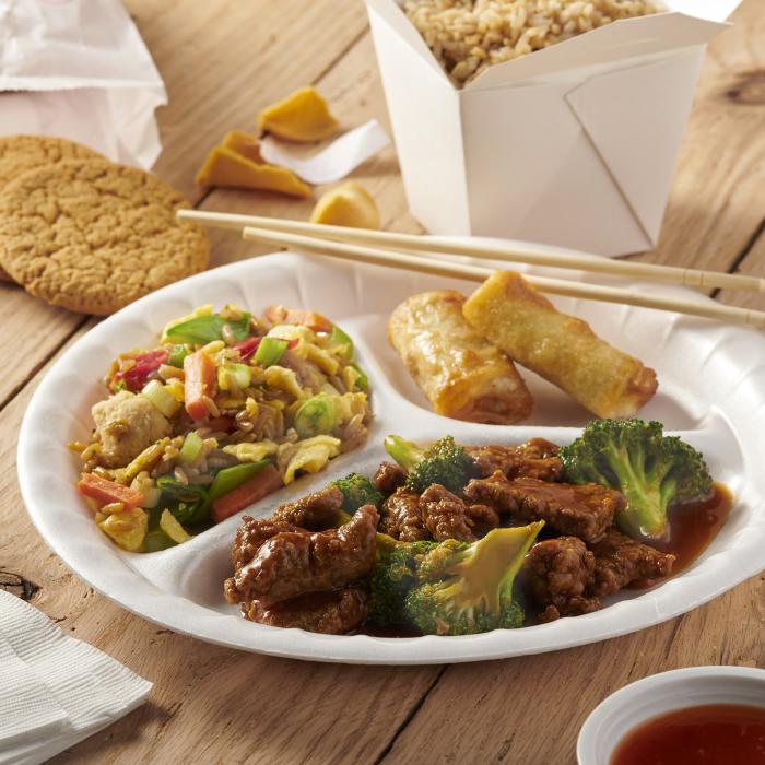 Everyday Foam Compartment Plate with Chinese Takeout