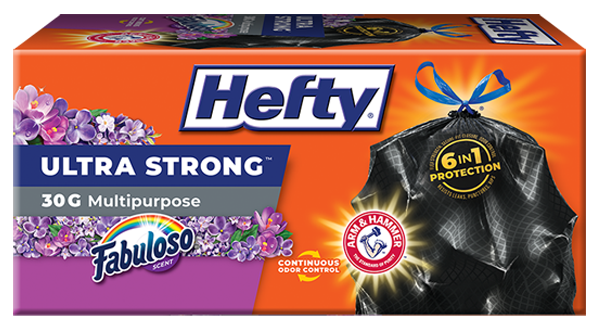 Hefty Ultra Strong 30 Gallon Multipurpose Fabuloso Lemon Scent Large Trash  Drawstring Bags, 25 count