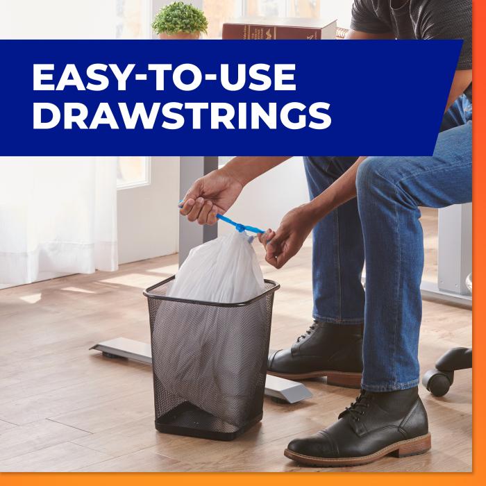 Hefty Medium Drawstring Trash Bags - Easy to Use Drawstrings