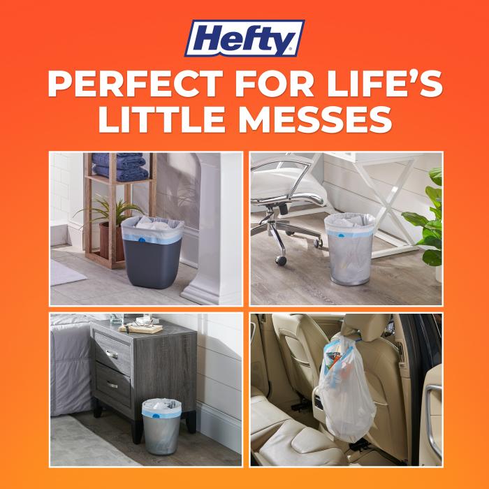 Hefty Twist Tie Medium Trash Bag with Flap Tie Closure, 8 Gallon, White - 24 pack