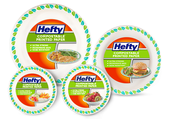 Hefty Compostable Printed Paper Plates, 8.6, 20 Count