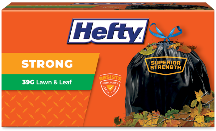 Hefty Strong Lawn & Leaf Trash Bags, 39 Gallon, 40 Count 