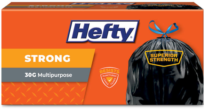 Hefty Strong Trash Bags, Trash Can Liner, Drawstring, Extra Large, 33 Gallon, Strong, Mega Pack - 48 bags