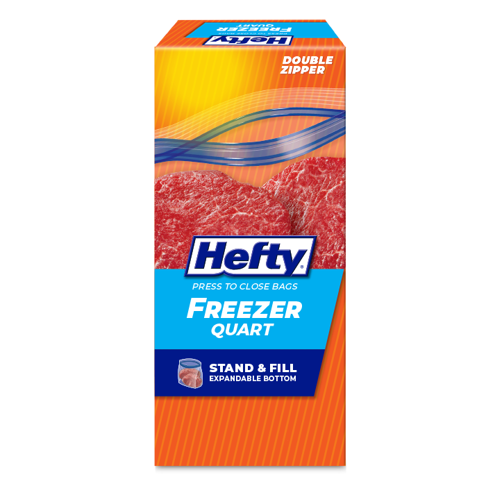 Hefty Press to Close Plastic Bags for Food Storage, Quart Size, 50 Count 