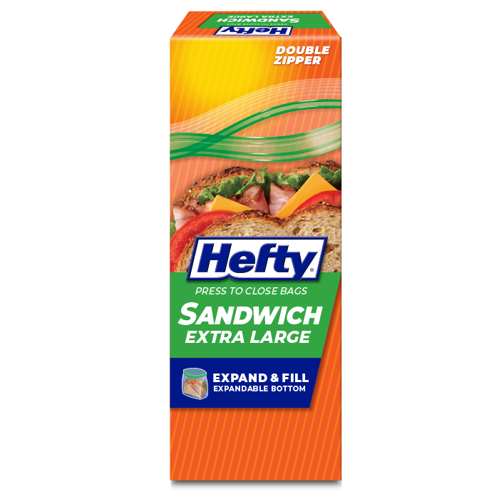 Hefty Press to Close Plastic Bags for Food Storage, XL Sandwich