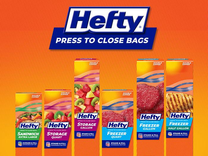 Hefty Press to Close Storage Bag Packages