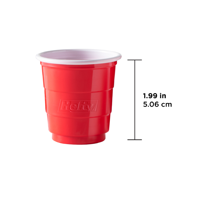 Hefty 2oz red party cup measurement is 1.99 inches tall