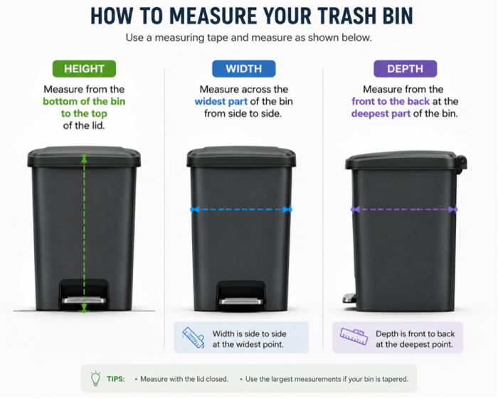 trash bin measurement guide