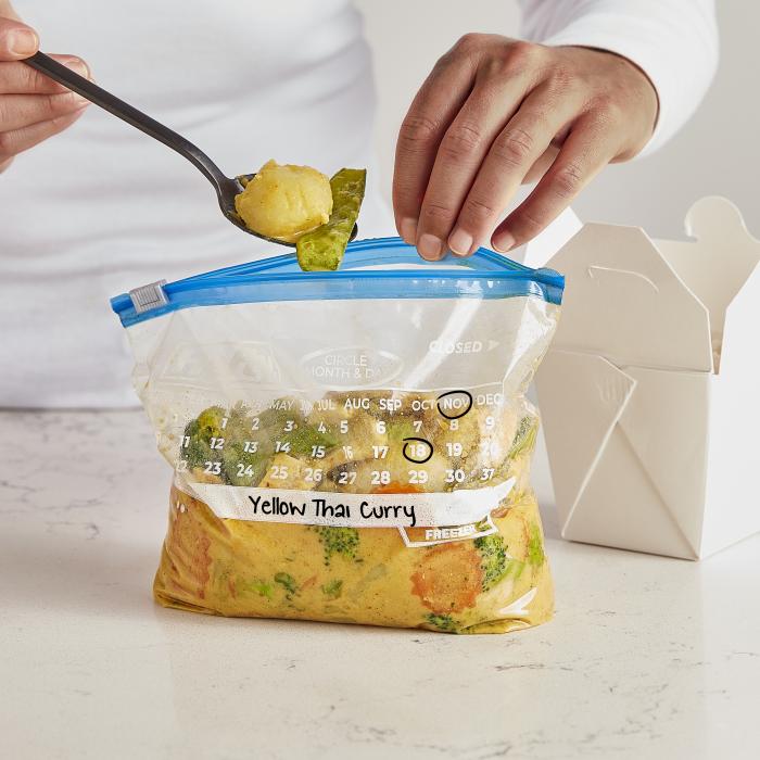 quart freezer bag with curry